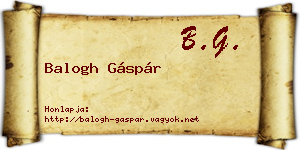 Balogh Gáspár névjegykártya